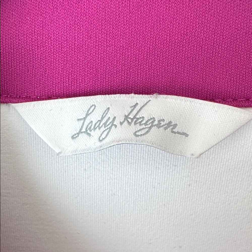 Lady Hagen Sleeveless Golf Polo Shirt - XL - White with Deep Pink - Picture 2 of 6